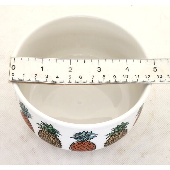 Pet Bowl-Food or Water-Grace Fine Ceramic-Pineapple Design-White-Small - Picture 6 of 7